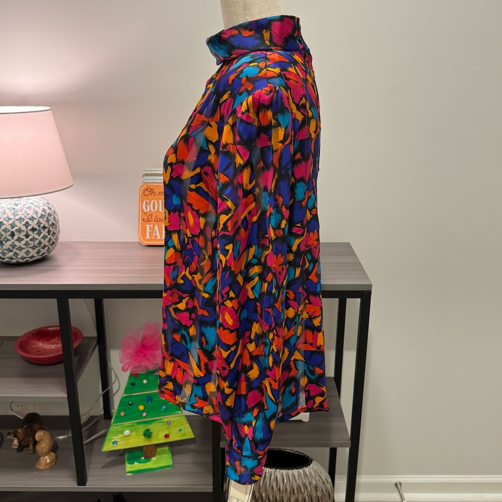 Vintage NICOLA Abstract Print High-Neck Blouse | Size 10 | NWT | Made in Korea - Picture 6 of 15